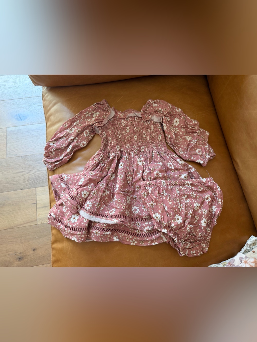 Noralee Floral Smocked Mauve Pink Puff Sleeve Dress
